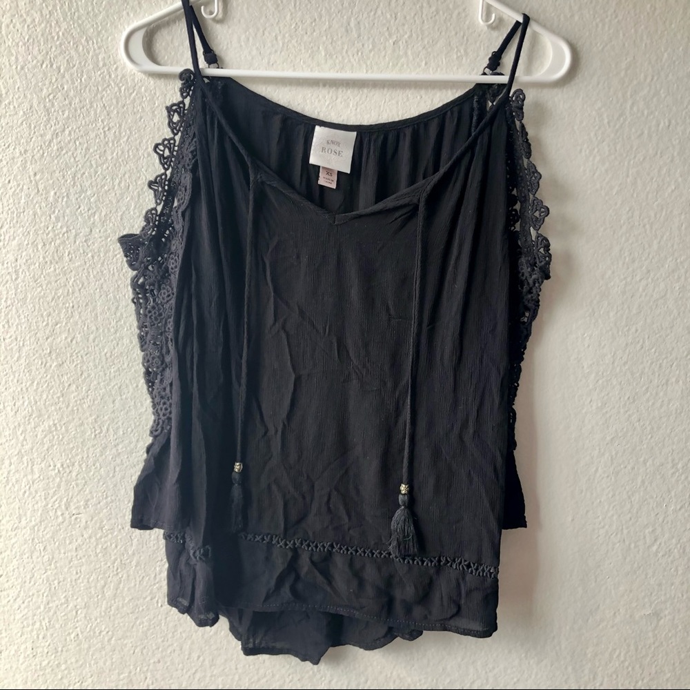 Knox Rose Boho Crochet Cold Shoulder Top